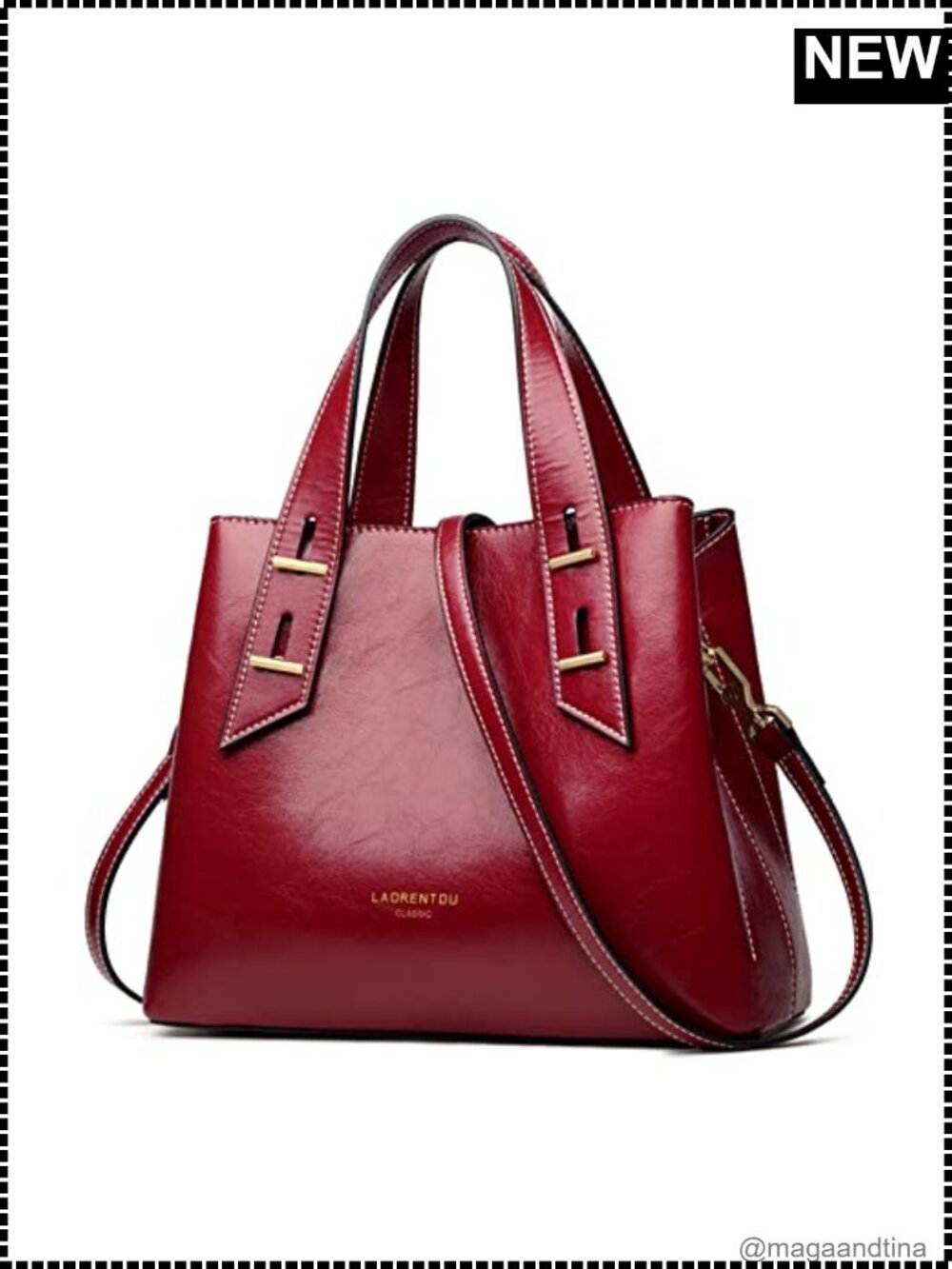 Genuine Leather Satchel Crossbody Handbag Top Handle Shoulder Tote Purse